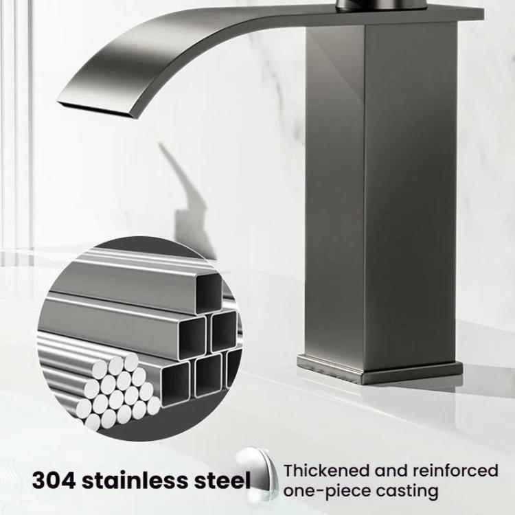 Waterfall Wash Basin Faucet Stainless Steel Hot/Cold Water Mixer Tap for Sink Basin, Spec: Low Silver Plating by bashfashion