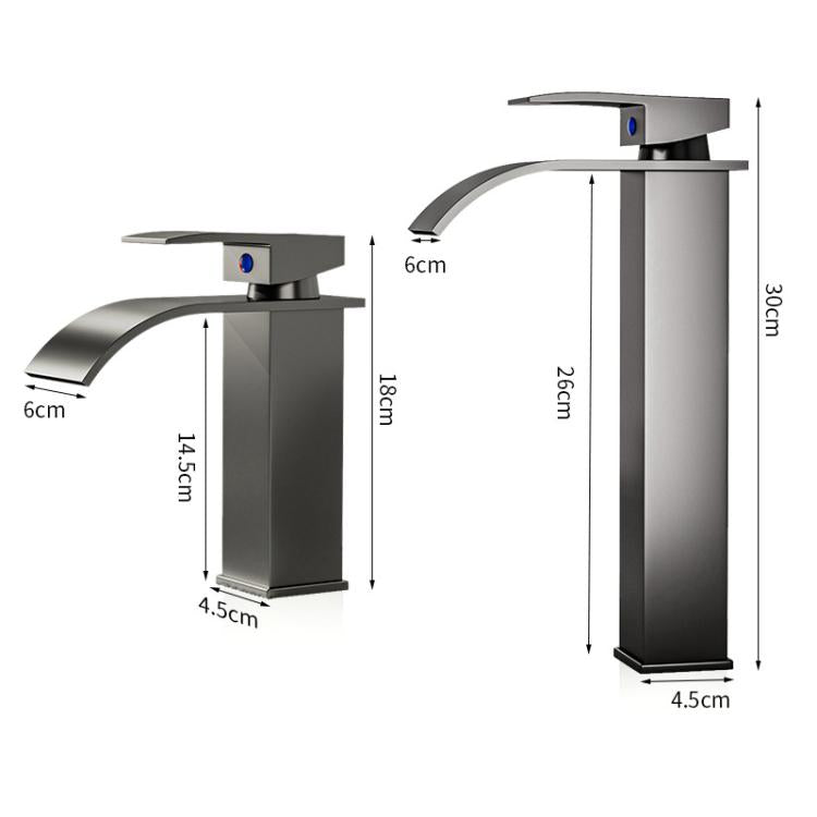 Waterfall Wash Basin Faucet Stainless Steel Hot/Cold Water Mixer Tap for Sink Basin, Spec: Low Black by bashfashion