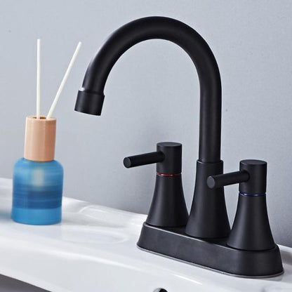 Dual Handle Two-Hole Bathroom Sink Faucet for Undermount Basin Separate Hot/Cold Water Controls, Spec: Black A3 by bashfashion