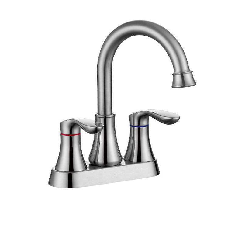 Dual Handle Two-Hole Bathroom Sink Faucet for Undermount Basin Separate Hot/Cold Water Controls, Spec: Brushed YH047 by bashfashion