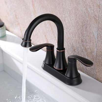 Dual Handle Two-Hole Bathroom Sink Faucet for Undermount Basin Separate Hot/Cold Water Controls, Spec: ORB-YH047 by bashfashion