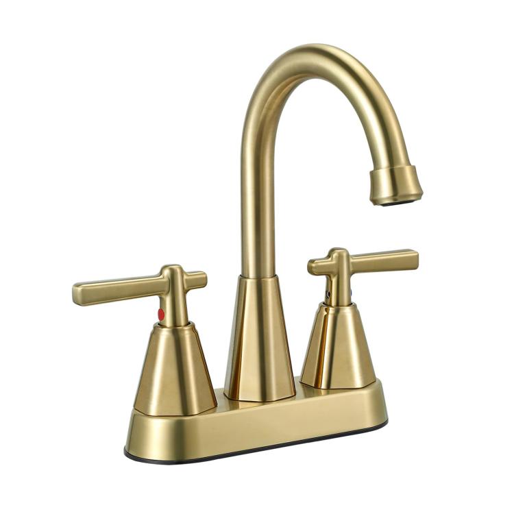 Dual Handle Two-Hole Bathroom Sink Faucet for Undermount Basin Separate Hot/Cold Water Controls, Spec: Brushed Gold YH069 by bashfashion