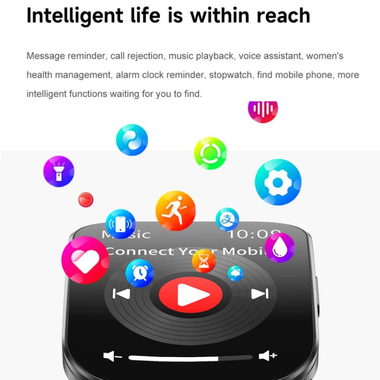 QS08 1.85 Inch Full-Screen Smart Watch with Real-Time Heart Rate/Blood Glucose/Blood Oxygen Monitor, SOS Alert, Sleep Tracking(Black) by bashfashion