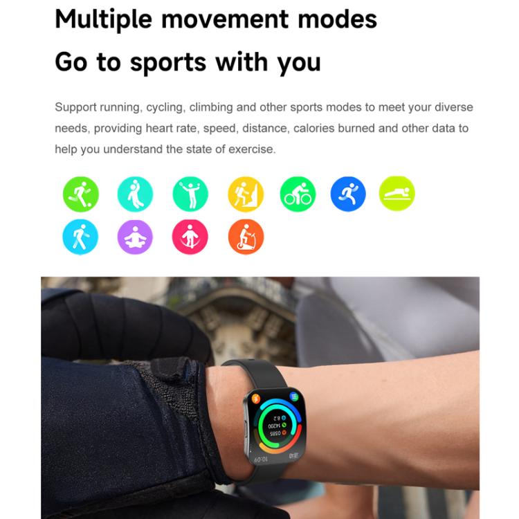 QS08 1.85 Inch Full-Screen Smart Watch with Real-Time Heart Rate/Blood Glucose/Blood Oxygen Monitor, SOS Alert, Sleep Tracking(Black) by bashfashion