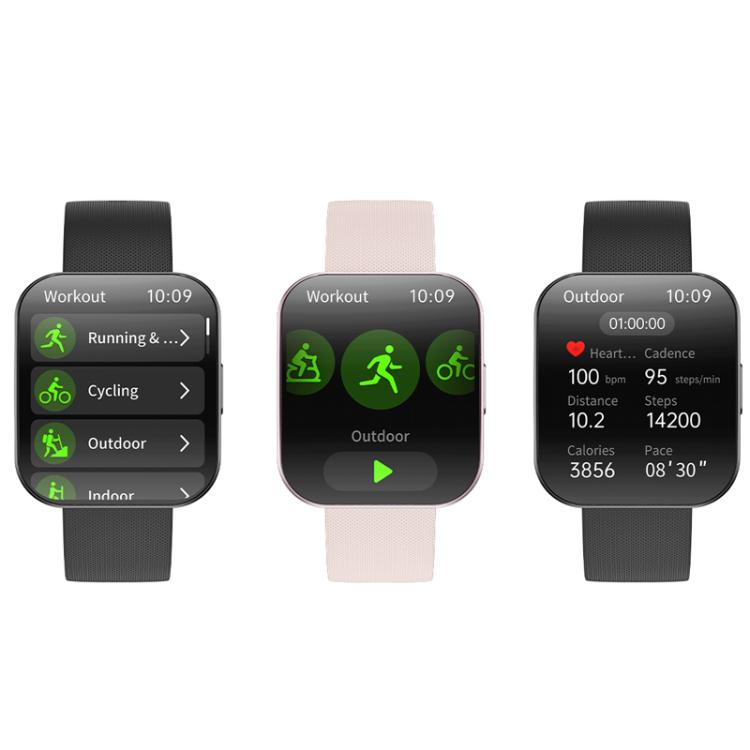 QS08 1.85 Inch Full-Screen Smart Watch with Real-Time Heart Rate/Blood Glucose/Blood Oxygen Monitor, SOS Alert, Sleep Tracking(Black) by bashfashion