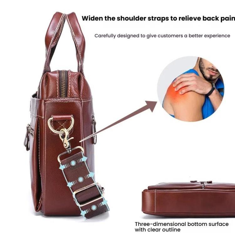 BULL CAPTAIN 056 Large Capacity Top Layer Cowhide Retro Business Hand-Held Briefcase(Black Metal) by BULL CAPTAIN