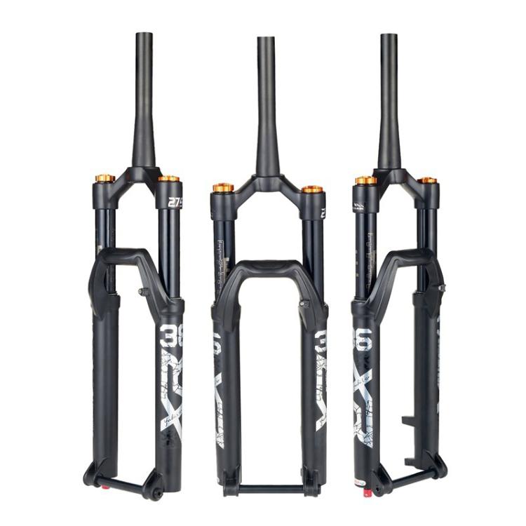 KRSEC XR36 Front Fork Straight Taper Tube Barrel Axle Mountain Bike Wire Damping Forks, Size: 27.5 inch(Black) by KRSEC