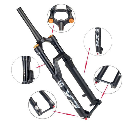 KRSEC XR36 Front Fork Straight Taper Tube Barrel Axle Mountain Bike Wire Damping Forks, Size: 27.5 inch(Black) by KRSEC