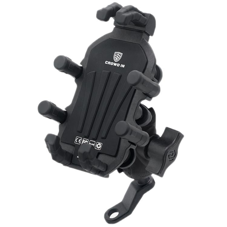 Motorcycle Rearview Mirror Mount Aluminum Alloy Shock-absorbing Mobile Phone Holder(Black) by bashfashion