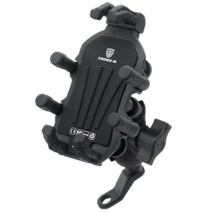 Motorcycle Rearview Mirror Mount Aluminum Alloy Shock-absorbing Mobile Phone Holder(Black) by bashfashion