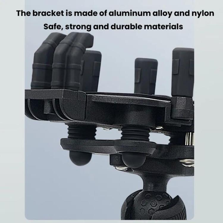 Motorcycle Rearview Mirror Mount Aluminum Alloy Shock-absorbing Mobile Phone Holder(Black) by bashfashion