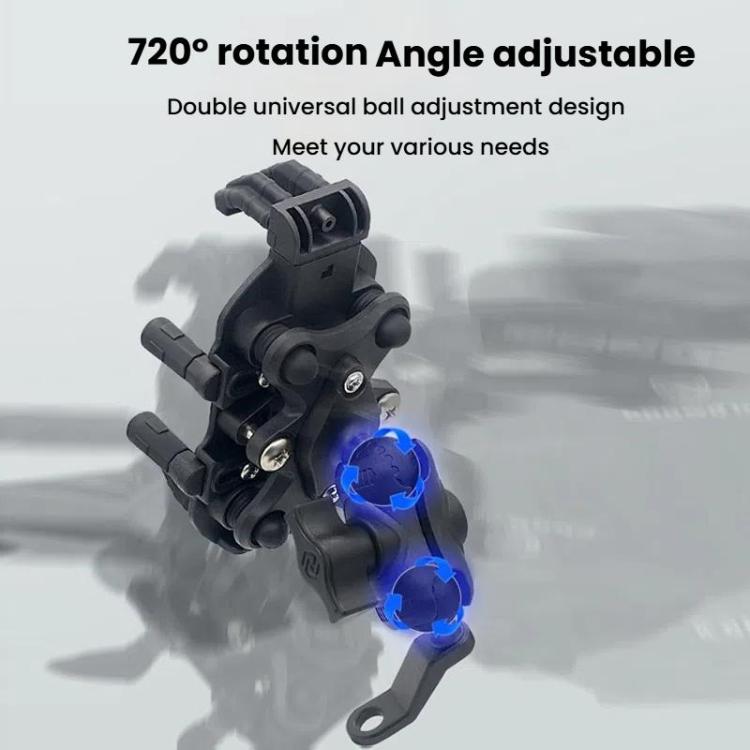 Motorcycle Rearview Mirror Mount Aluminum Alloy Shock-absorbing Mobile Phone Holder(Black) by bashfashion