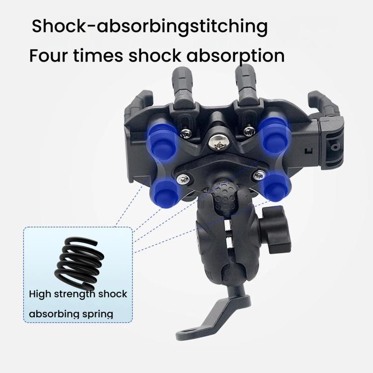 Motorcycle Rearview Mirror Mount Aluminum Alloy Shock-absorbing Mobile Phone Holder(Black) by bashfashion