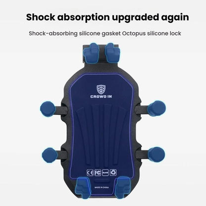 Motorcycle Rearview Mirror Mount Aluminum Alloy Shock-absorbing Mobile Phone Holder(Black) by bashfashion