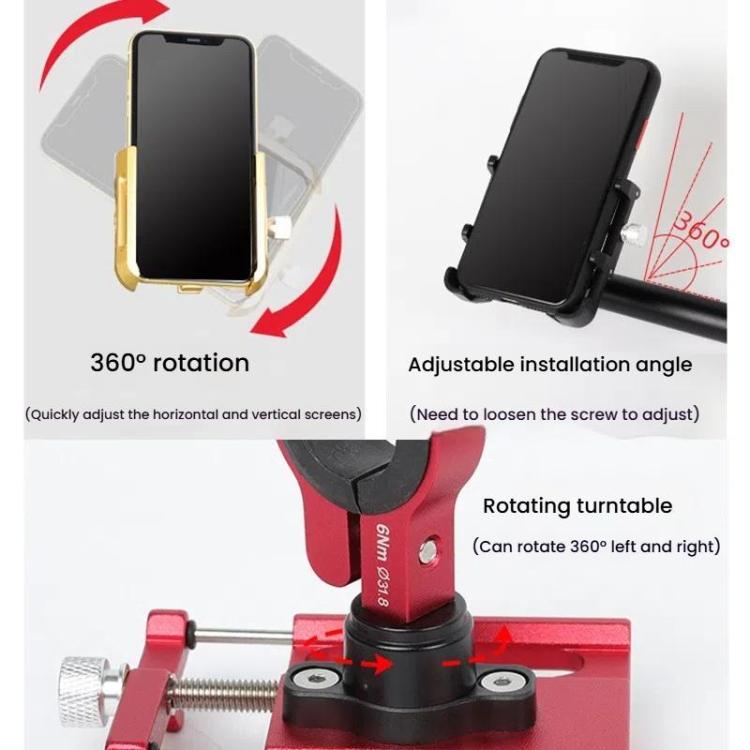 ENLEE E-300 Bicycle Cell Phone Holder Cycling Shockproof Navigation Mount(Red) by ENLEE