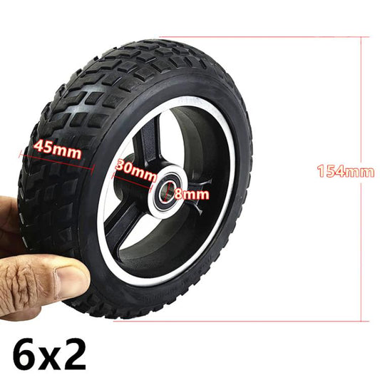 8mm 6inch Electrical Scooter Trolley Wheel 6 x 2 Solid Tires Whole Aluminum Wheels by bashfashion