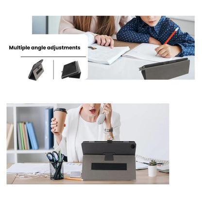 For TCL TAB 10L Gen 2 Tablet Case 10.1 inch 2-fold Vertical Support Hand Rest Leather Case Shell(Peacock Blue) by bashfashion