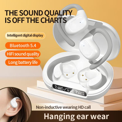 M200 Open-Ear Wireless Bluetooth Headphones Ear-Hook Earphone Waterproof Earpieces(White) by bashfashion