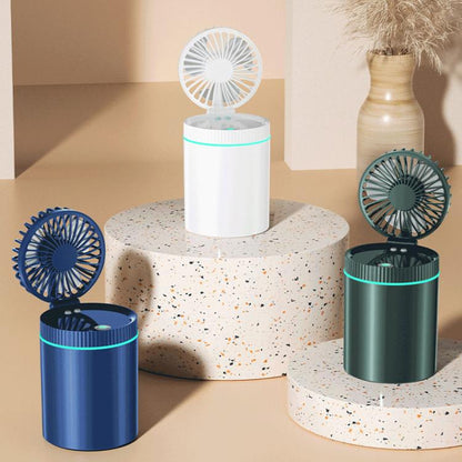 F98 Spray Cooling Desktop Small Fan Bedroom Office Portable Humidifier With Colored Lights, Color: Plug-in (Blue) by bashfashion