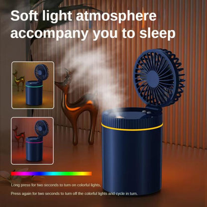 F98 Spray Cooling Desktop Small Fan Bedroom Office Portable Humidifier With Colored Lights, Color: Plug-in (Blue) by bashfashion