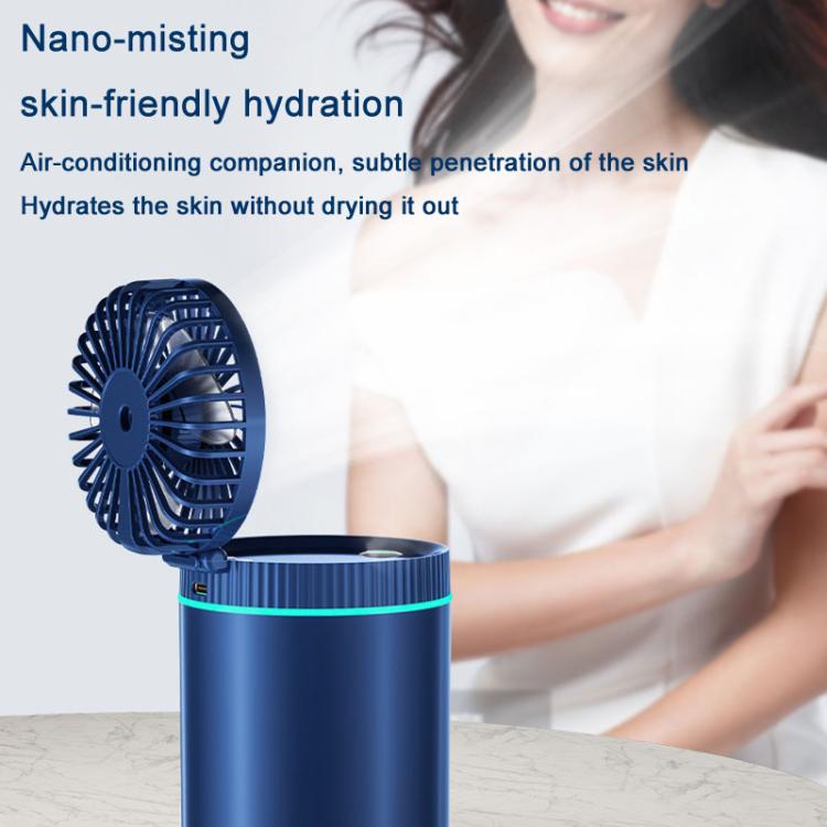 F98 Spray Cooling Desktop Small Fan Bedroom Office Portable Humidifier With Colored Lights, Color: Plug-in (Blue) by bashfashion