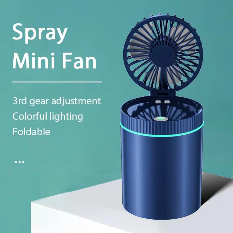 F98 Spray Cooling Desktop Small Fan Bedroom Office Portable Humidifier With Colored Lights, Color: Plug-in (Blue) by bashfashion