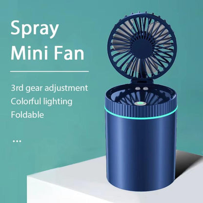 F98 Spray Cooling Desktop Small Fan Bedroom Office Portable Humidifier With Colored Lights, Color: Plug-in (Green) by bashfashion