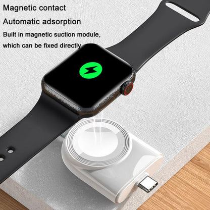 For Apple Watch 1/2/3/4/5/6/7/8/9/10/SE Portable Magnetic Wireless Charger Type-C Smart Wireless Charger(White) by bashfashion