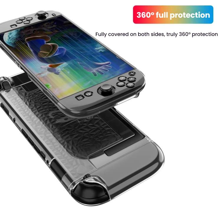 For Nintendo Switch 2 TPU+PC Split Transparent Case Cover Shockproof Shell(Diamond Pattern) by bashfashion