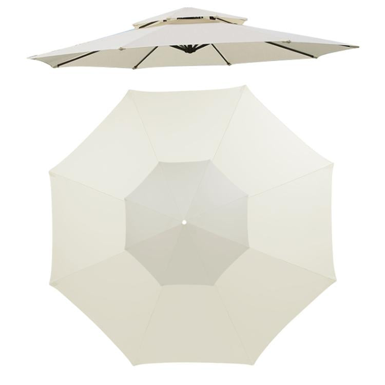 3 Meters 8-Rib Replacement Canopy For Outdoor Patio Umbrella Double Top Waterproof Sunshade Fabric(Beige) by bashfashion