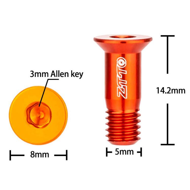 2pcs ZTTO Bicycle Rear Derailleur Sprocket Screws M5 Modified Road Mountain Derailleur Guide Wheel(Orange) by ZTTO