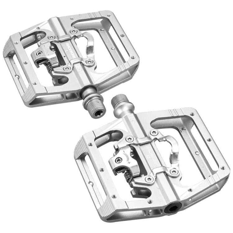 RACEWORK M215 Bicycle Lock Pedal To Flat Pedal Aluminum Alloy SPD Clipless Pedal(Titanium-color) by RACEWORK