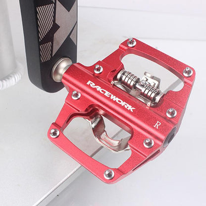 RACEWORK RK213 1pair Mountain Bike SPD + Flat Pedal Self-locking Dual-purpose Pedal(Silver) by RACEWORK