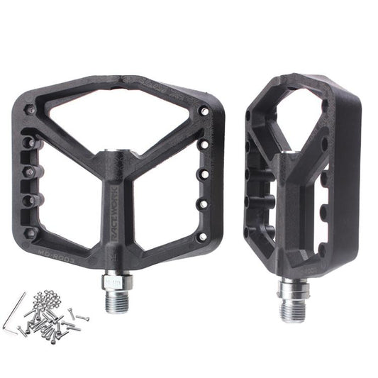 RACEWORK RK579 1pair Bicycle Wide Anti-slip Bearing Pedal Nylon Pedal(Black) by RACEWORK