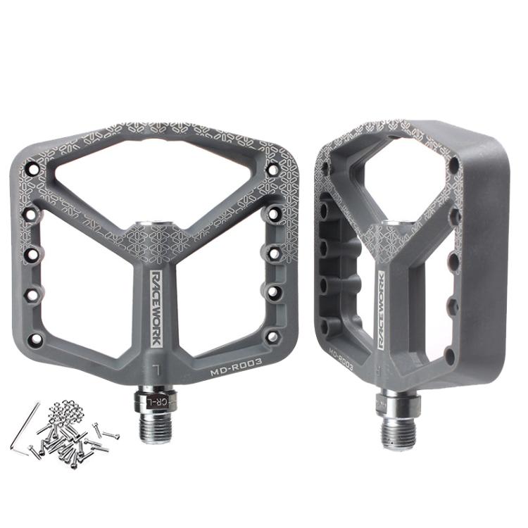 RACEWORK RK579 1pair Bicycle Wide Anti-slip Bearing Pedal Nylon Pedal(Gray) by RACEWORK