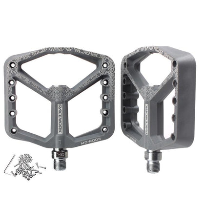 RACEWORK RK579 1pair Bicycle Wide Anti-slip Bearing Pedal Nylon Pedal(Gray) by RACEWORK