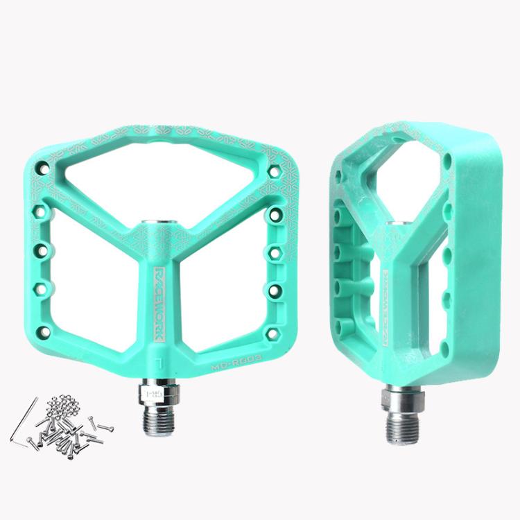 RACEWORK RK579 1pair Bicycle Wide Anti-slip Bearing Pedal Nylon Pedal(Cyan) by RACEWORK