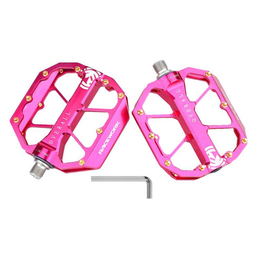 RACEWORK D029 CNC Triple Bearing Hollow Anti-slip Bicycle Pedals(Rose Red) by RACEWORK