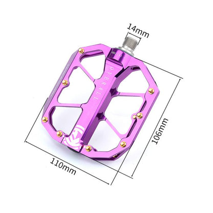 RACEWORK D029 CNC Triple Bearing Hollow Anti-slip Bicycle Pedals(Purple) by RACEWORK