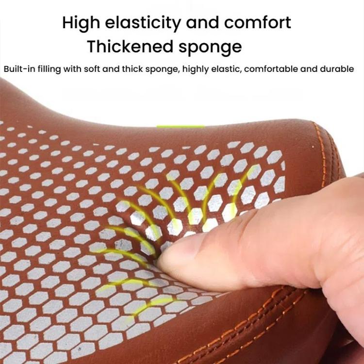 FMFXTRA Thickened Bicycle Saddle Mountain Bike Shaped Saddle, Color: Brown+Tail Light by FMFXTRA