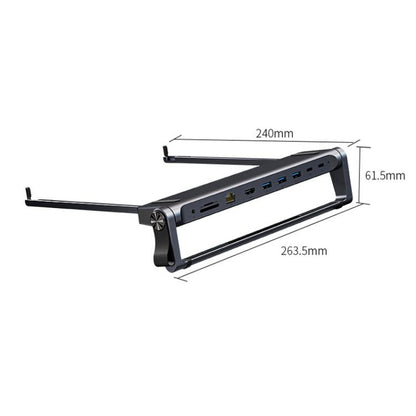 9 In 1 Hub Computer Stand Aluminum Alloy Folding PD Fast Charging With LAN Docking Station Laptop Bracket(Dark Metallic Color) by bashfashion