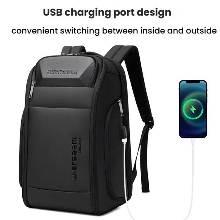Wiersaam Men Waterproof Anti-Theft Business Backpack Travel Laptop Bag With USB Charging Port & Password Lock Large by wiersaam
