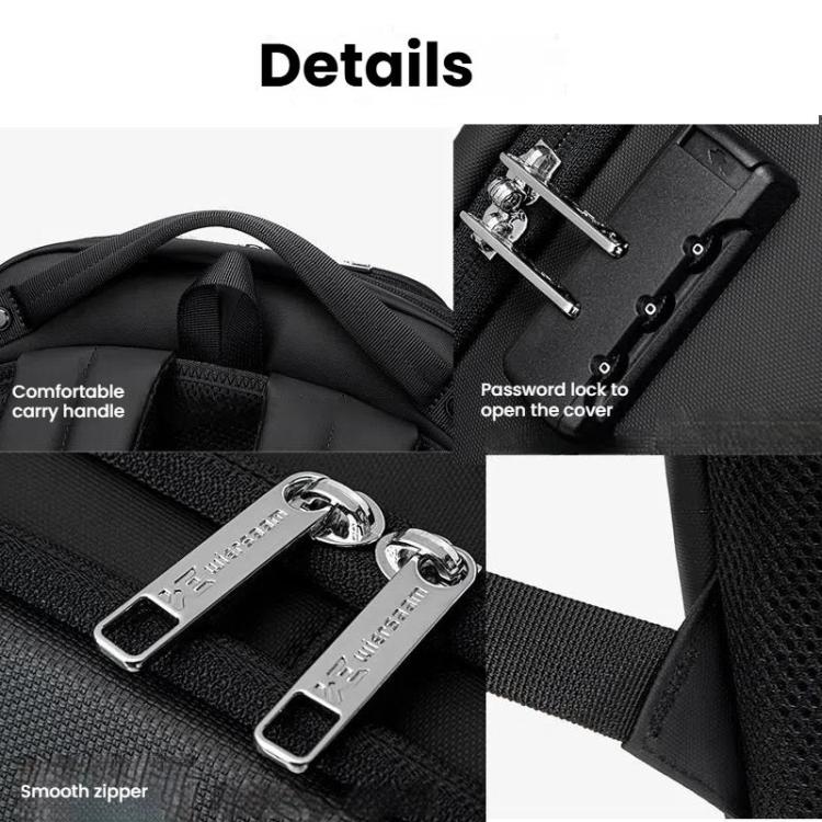 Wiersaam Men Waterproof Anti-Theft Business Backpack Travel Laptop Bag With USB Charging Port & Password Lock Middle by wiersaam