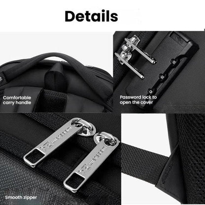Wiersaam Men Waterproof Anti-Theft Business Backpack Travel Laptop Bag With USB Charging Port & Password Lock Middle by wiersaam