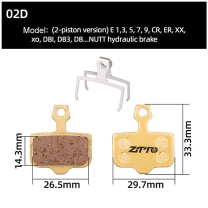 2pairs ZTTO Mountain Bike Full Metal Copper Base Lining Oil Disc Block Brake Pad, Model: MJ-02D by ZTTO