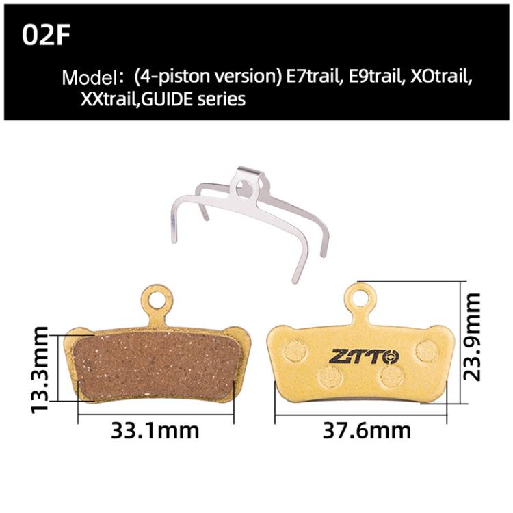 2pairs ZTTO Mountain Bike Full Metal Copper Base Lining Oil Disc Block Brake Pad, Model: MJ-02F by ZTTO