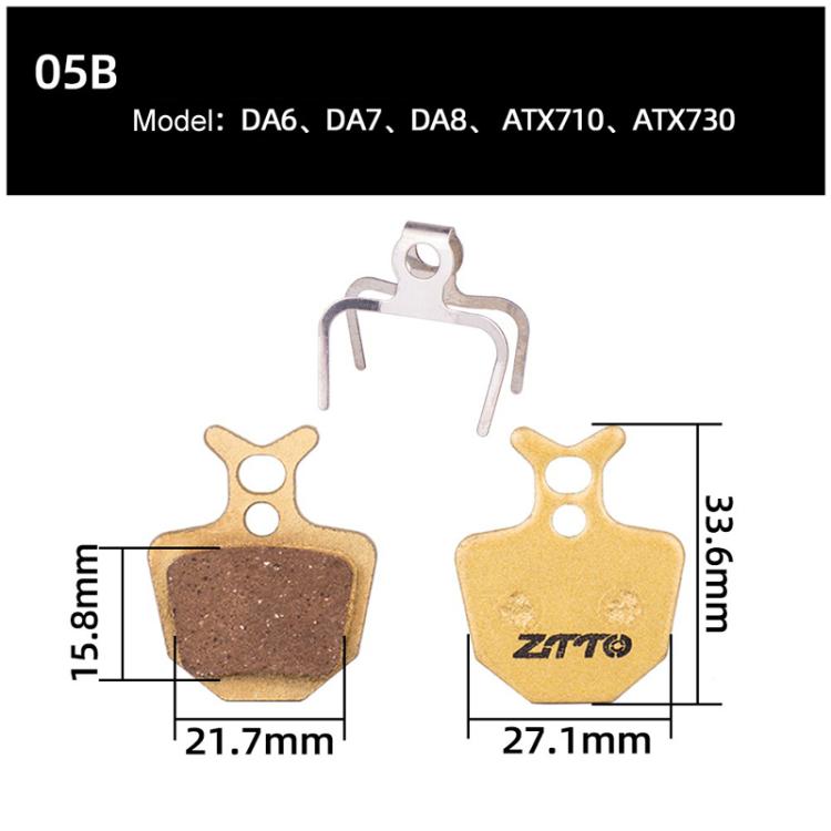2pairs ZTTO Mountain Bike Full Metal Copper Base Lining Oil Disc Block Brake Pad, Model: MJ-05B by ZTTO