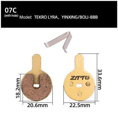 2pairs ZTTO Mountain Bike Full Metal Copper Base Lining Oil Disc Block Brake Pad, Model: MJ-07C With Hole by ZTTO