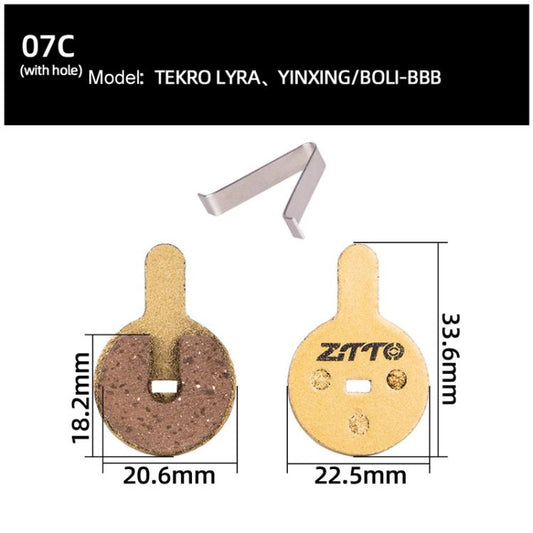 2pairs ZTTO Mountain Bike Full Metal Copper Base Lining Oil Disc Block Brake Pad, Model: MJ-07C With Hole by ZTTO