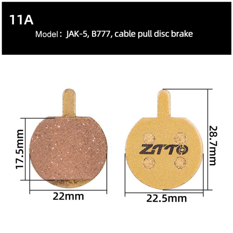 2pairs ZTTO Mountain Bike Full Metal Copper Base Lining Oil Disc Block Brake Pad, Model: MJ-11A by ZTTO